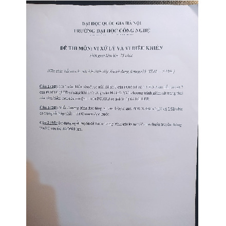 Đề thi Vi xử lý và Vi điều khiển kỳ 1 năm học 2022-2023 | Trường Đại học Công nghệ, Đại học Quốc gia Hà Nội