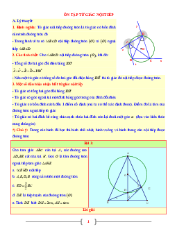 Tài liệu Toán 9 chủ đề tứ giác nội tiếp