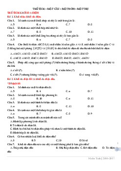 Tổng hợp bài tập trắc nghiệm thể tích, mặt cầu, mặt nón, mặt trụ – Nhóm Toán Toán 12
