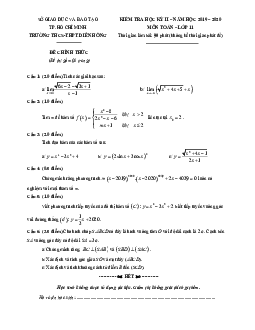 Đề thi học kì 2 Toán 11 năm 2019 – 2020 trường Diên Hồng – TP HCM