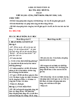 Giáo án Toán 1 - Tuần 35 | sách Cùng học để phát triển năng lực