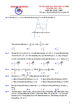 Đề học sinh giỏi Toán THPT cấp tỉnh năm 2022 – 2023 sở GD&ĐT Thanh Hóa