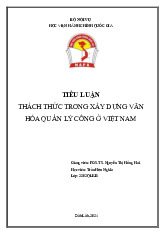 Thách thức trong xây dựng văn hóa quản lý công ở Việt Nam | Môn Quản lí công - Học viện Hành chính Quốc gia
