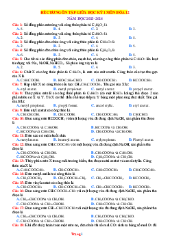 Đề cương ôn tập giữa học kỳ 1 môn hóa 12 năm học 2023-2024