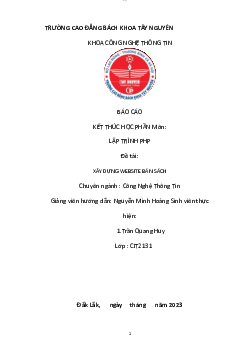 Báo cáo môn Lập trình PHP | Trường Cao đẳng bách khoa Nam Sài Gòn