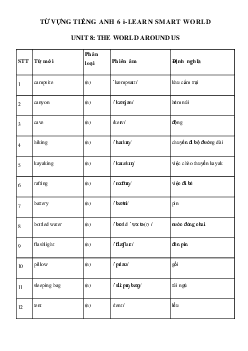 Từ vựng unit 8 lớp 6 The World around Us - Smart World