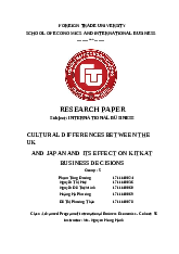 Cultural differences between KitKat’s home country - the United Kingdom and Japan | Kinh doanh quốc tế | Đại học Ngoại thương