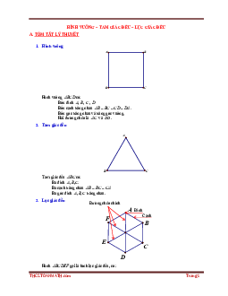 Tóm tắt lý thuyết và bài tập trắc nghiệm hình tam giác đều, hình vuông, hình lục giác đều