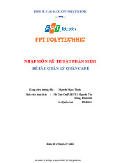 Báo cáo Quản lý Quán Café Môn Kĩ thuật phần mềm | Trường Cao đẳng Thực hành FPT