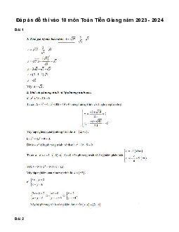 Đề thi vào 10 môn Toán năm 2023 - 2024 sở GD&ĐT Tiền Giang