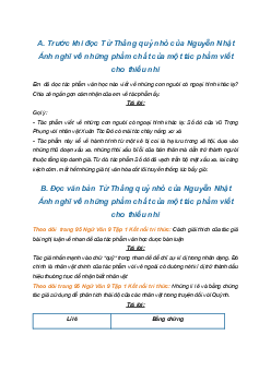 Soạn bài Từ Thằng quỷ nhỏ của Nguyễn Nhật Ánh nghĩ về những phẩm chất của một tác phẩm viết cho thiếu nhi | SGK Ngữ Văn 9 Kết nối tri thức (Tập 1)