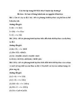Giải Hóa 9 bài 32: Luyện tập chương 3: Phi kim - Sơ lược về bảng tuần hoàn các nguyên tố hoá học