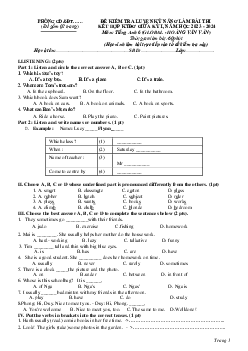 Giải Đề thi giữa học kì 1 môn Tiếng Anh 6 năm 2023 - 2024 sách Kết nối tri thức với cuộc sống | Đề 5