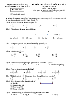 Đề thi giữa học kì 2 Toán 6 năm 2023 – 2024 trường THCS Quỳnh Xuân – Nghệ An