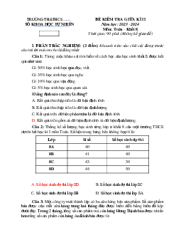 Đề thi giữa học kì 2 môn Toán 8 năm 2023 - 2024 sách Cánh diều - Đề 1