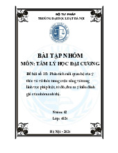 Bài tập nhóm Nghiên cứu mối quan hệ giữa ý thức và vô thức môn Tâm lý học đại cương | Trường Đại học Luật Hà Nội