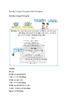 Toán lớp 4 trang 23, 24 Bài 8: Bài toán giải bằng ba bước tính Chân trời sáng tạo