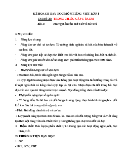 Chủ đề 28: Trong chiếc cặp của em | Bài 3 | Giáo án Tiếng Việt 1 bộ sách Chân trời sáng tạo