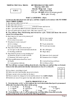 Đề thi chọn học sinh giỏi lớp 9 môn Tiếng Anh Đề 2 (có lời giải)