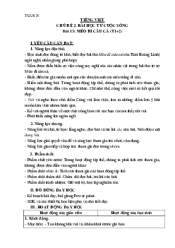 Bài 13: Mèo đi câu cá - Tiết 1+2 | Giáo án Tiếng Việt 3 | Kết nối tri thức
