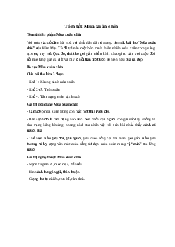 Tóm tắt Mùa xuân chín Ngữ Văn 10 sách Kết Nối Tri Thức