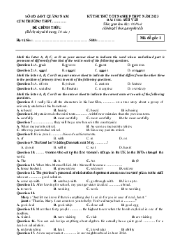 Đề thi thử tốt nghiệp THPT 2023 môn Tiếng Anh liên trường Quảng Nam có lời giải