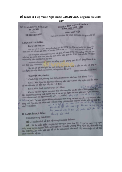 Đề thi học kì 1 lớp 9 môn Ngữ văn Sở GD&ĐT An Giang năm học 2018 - 2019