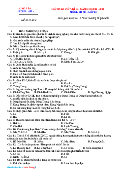 Đề thi GHK2 Lịch Sử 10 năm 2022 -Đề 3(Có đáp án)