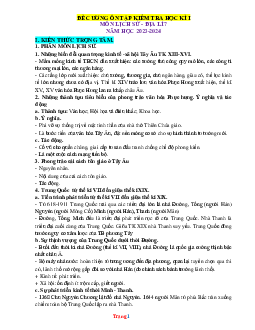 Đề cương ôn tập giữa học kỳ 1 Lịch Sử Địa Lí 7 năm học 2023-2024