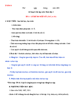 Giáo án Toán 2 | Ôn tập trừ đi một số sách Chân trời sáng tạo (cả năm) | Tuần 8 Tiết 2