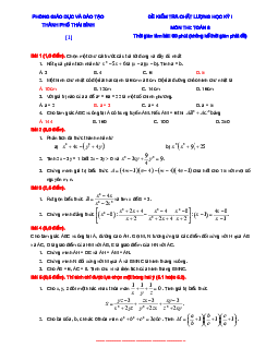 20 đề ôn tập kiểm tra chất lượng học kỳ 1 Toán 8 phòng GD và ĐT thành phố Thái Bình