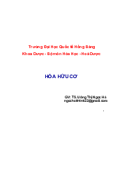 Hóa học hữu cơ | Khoa Dược - Bộ môn Hóa học - Hóa dược | Trường đại học Quốc tế Hồng Bàng