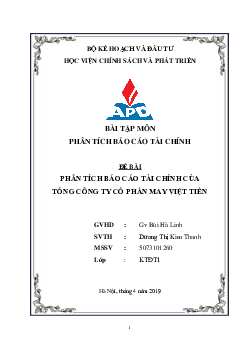 Phân tích Báo Cáo Tài Chính Tổng CTCP Việt Tiến giai đoạn 2015-2018