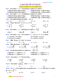 Tuyển tập 235 bài tập trắc nghiệm số phức có lời giải chi tiết Toán 12