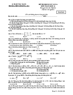 Đề thi khảo sát chất lượng Toán 11 năm học 2016 – 2017 trường THPT Yên Dũng 2 – Bắc Giang lần 4