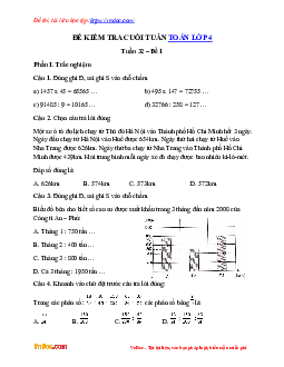 Bài tập cuối tuần Toán lớp 4 Chân trời sáng tạo - Tuần 32