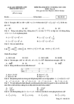 Đề thi học kì 2 Toán 10 năm học 2019 – 2020 trường THPT Yên Mỹ – Hưng Yên