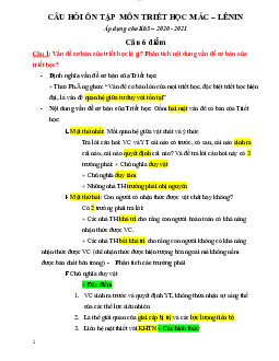 Câu hỏi ôn tập Triết học Mac-Lenin | Đại học Bách Khoa Hà Nội