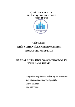 Tiểu luận đề xuất chiến lược kinh doanh cho Công ty Làng Travel | Khoa du lịch