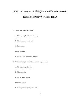 Trắc nghiệm liên quan giữa sức khỏe răng miệng và toàn thân