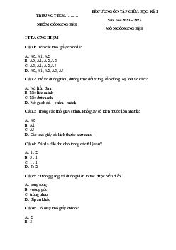 Đề cương ôn tập giữa học kì 1 môn Công nghệ 8 sách Cánh diều