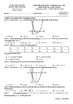 Đề giữa kì 2 Toán 10 năm 2022 – 2023 trường THPT Gio Linh – Quảng Trị