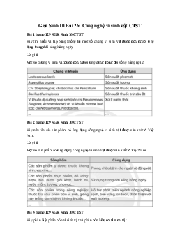 Giải Sinh 10 Bài 26: Công nghệ vi sinh vật | Chân trời sáng tạo