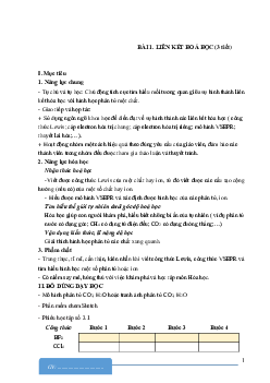 Giáo án chuyên đề Hóa học 10 sách Chân trời sáng tạo đề 1