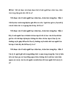 Viết đoạn văn về một người bạn chăm học, chăm làm trong lớp | Văn mẫu Tiếng việt 10| Cánh diều
