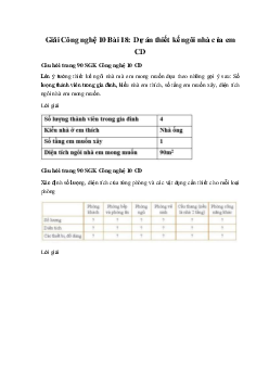 Giải Công nghệ 10 Bài 18: Dự án thiết kế ngôi nhà của em CD