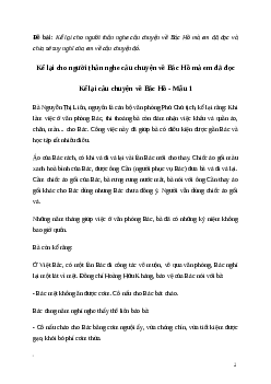 Văn mẫu Kể lại cho người thân nghe câu chuyện về Bác Hồ | kết nối tri thức