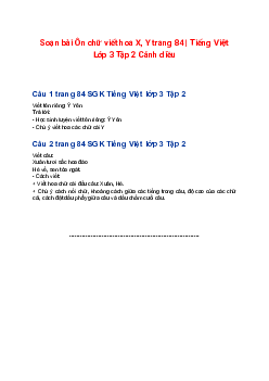 Soạn bài Ôn chữ viết hoa X, Y trang 84 | Tiếng Việt Lớp 3 Tập 2 Cánh diều