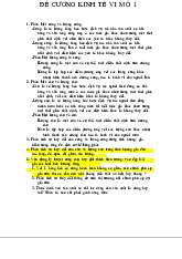 Đề cương : Cung, Cầu và Phân Tích Thị Trường môn Kinh tế vi mô | Trường Đại học Kinh Tế Quốc Dân
