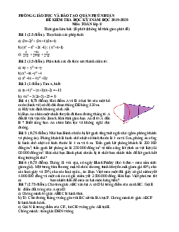 Đề thi học kỳ 1 Toán 8 năm 2019 – 2020 phòng GD&ĐT Phú Nhuận – TP HCM